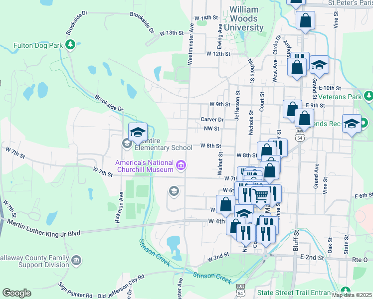 map of restaurants, bars, coffee shops, grocery stores, and more near 1313 Cooperative Drive in Fulton
