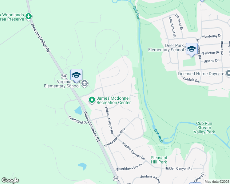 map of restaurants, bars, coffee shops, grocery stores, and more near 15416 Cedarhurst Court in Centreville