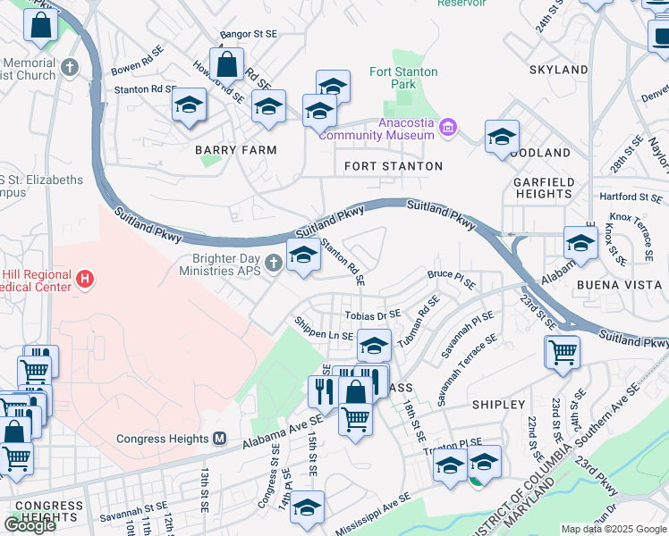 map of restaurants, bars, coffee shops, grocery stores, and more near 1350 Jasper Place Southeast in Washington