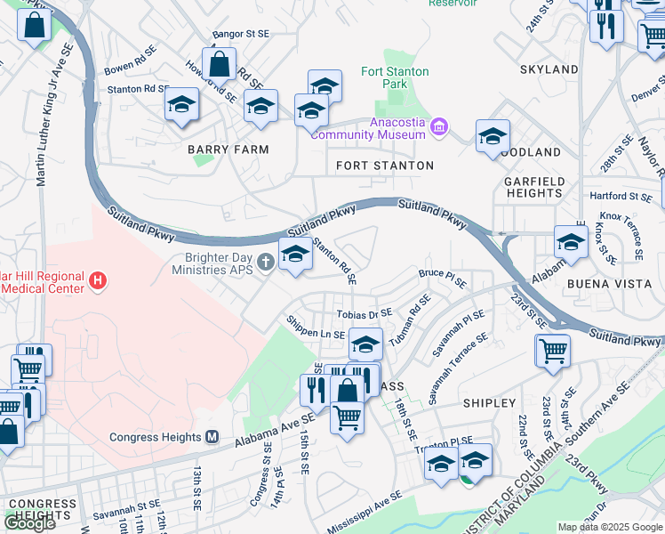 map of restaurants, bars, coffee shops, grocery stores, and more near 1354 Jasper Place Southeast in Washington