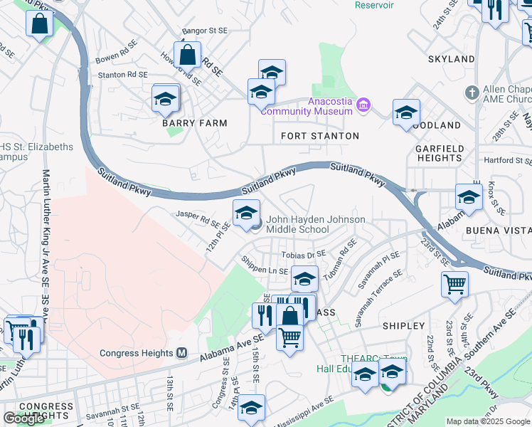 map of restaurants, bars, coffee shops, grocery stores, and more near 101 Independence Avenue Southeast in Washington