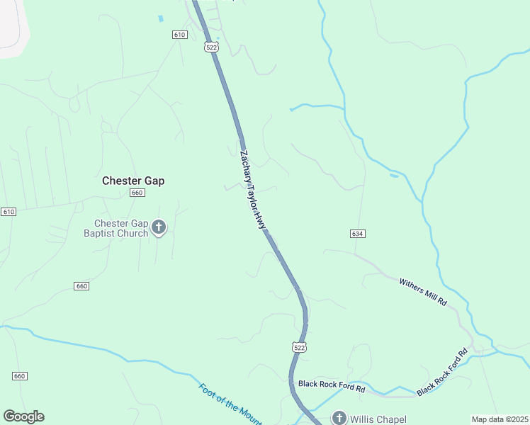 map of restaurants, bars, coffee shops, grocery stores, and more near 1960 Zachary Taylor Highway in Mineral