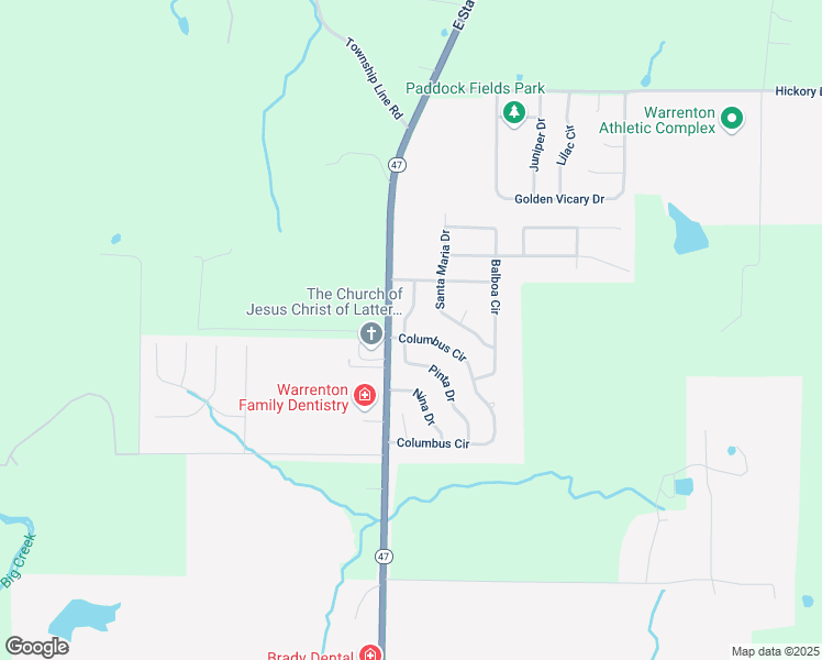 map of restaurants, bars, coffee shops, grocery stores, and more near 2300 Donna Maria Drive in Warrenton
