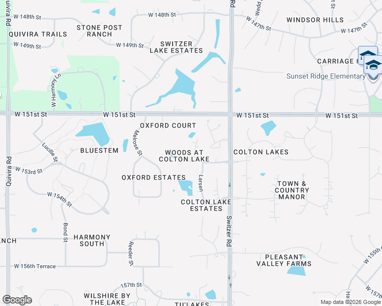 map of restaurants, bars, coffee shops, grocery stores, and more near 10803 West 153rd Terrace in Overland Park