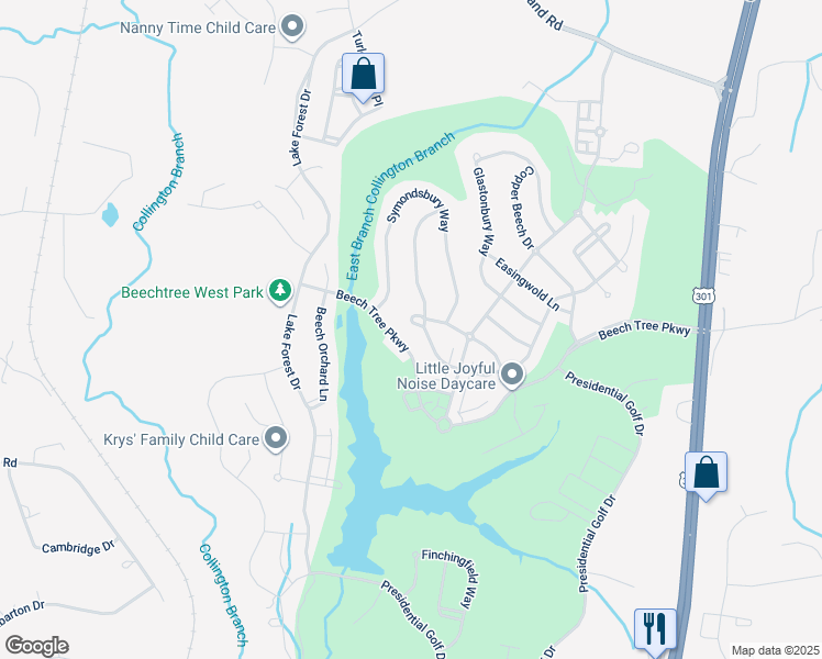 map of restaurants, bars, coffee shops, grocery stores, and more near 15503 Humberside Way in Upper Marlboro