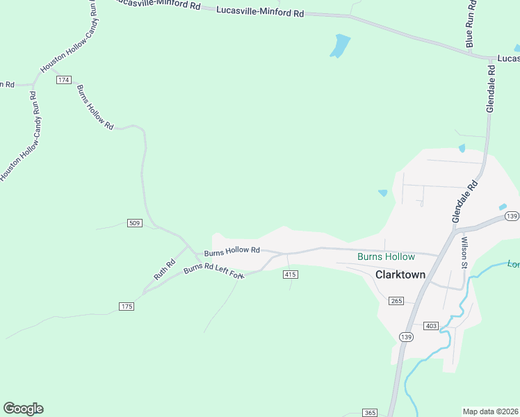 map of restaurants, bars, coffee shops, grocery stores, and more near 596 Burns Hollow Road in Lucasville