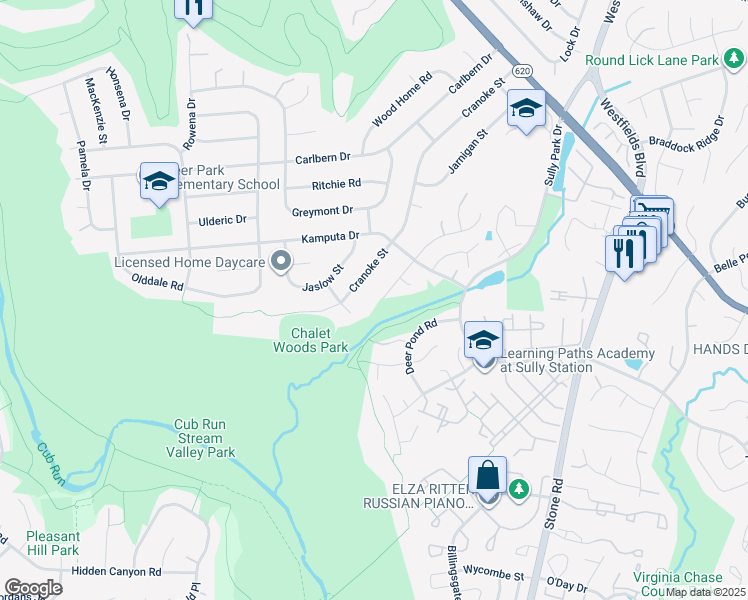 map of restaurants, bars, coffee shops, grocery stores, and more near 5722 Flagler Drive in Centreville