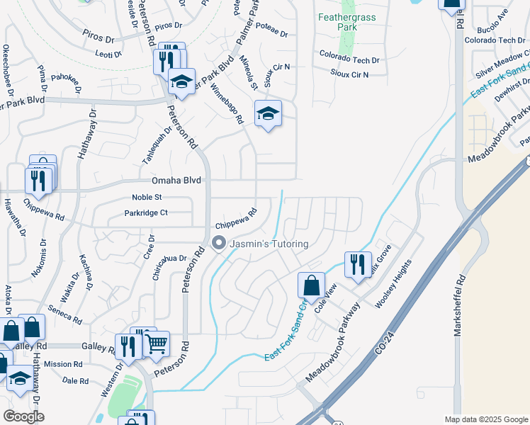 map of restaurants, bars, coffee shops, grocery stores, and more near 1495 Commanchero Drive in Colorado Springs