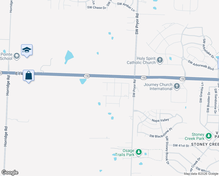 map of restaurants, bars, coffee shops, grocery stores, and more near 14601 Missouri 150 in Lee's Summit