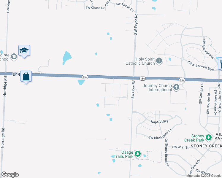 map of restaurants, bars, coffee shops, grocery stores, and more near 14601 Missouri 150 in Lee's Summit