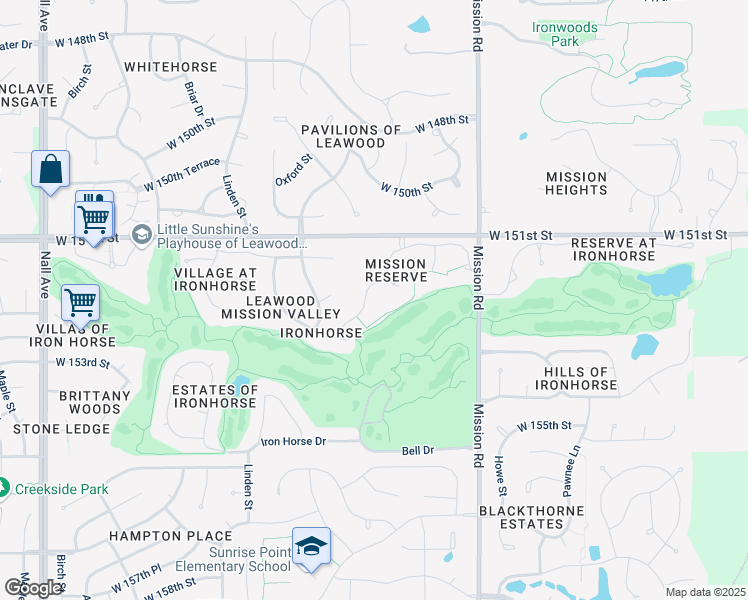 map of restaurants, bars, coffee shops, grocery stores, and more near 15203 Fontana Street in Overland Park