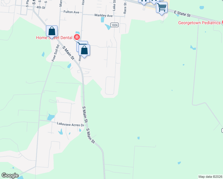 map of restaurants, bars, coffee shops, grocery stores, and more near 185 Douglas Circle in Georgetown