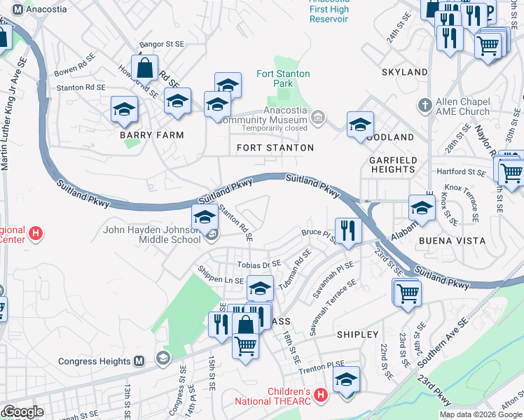 map of restaurants, bars, coffee shops, grocery stores, and more near 101 Independence Avenue Southeast in Washington