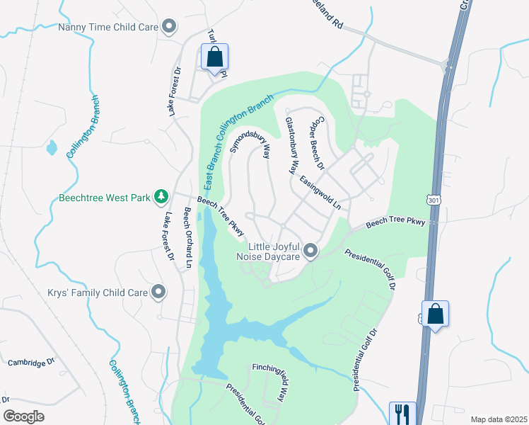 map of restaurants, bars, coffee shops, grocery stores, and more near 15510 Humberside Way in Upper Marlboro