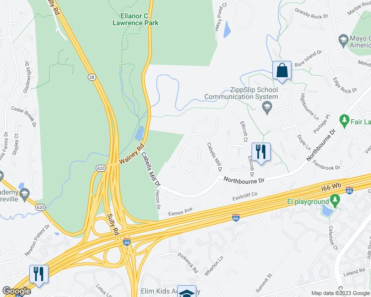 map of restaurants, bars, coffee shops, grocery stores, and more near 13732 Cabells Mill Drive in Centreville