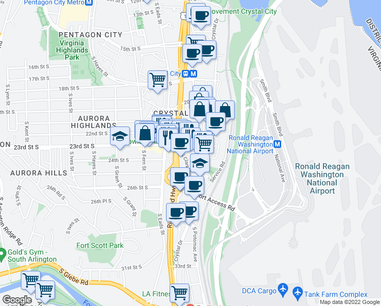 map of restaurants, bars, coffee shops, grocery stores, and more near 101 Independence Avenue Southeast in Washington