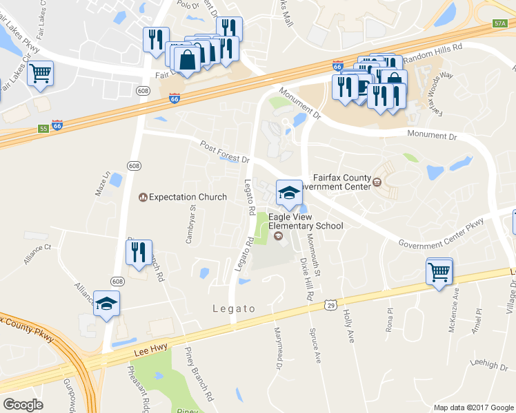 map of restaurants, bars, coffee shops, grocery stores, and more near 4411 Dixie Hill Road in Fairfax