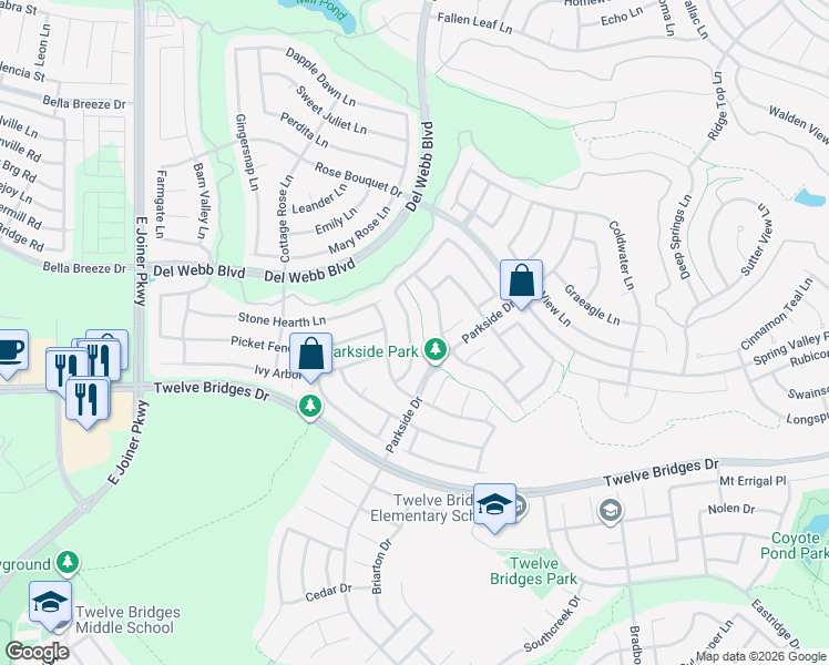 map of restaurants, bars, coffee shops, grocery stores, and more near 2109 Stonecrest Lane in Lincoln