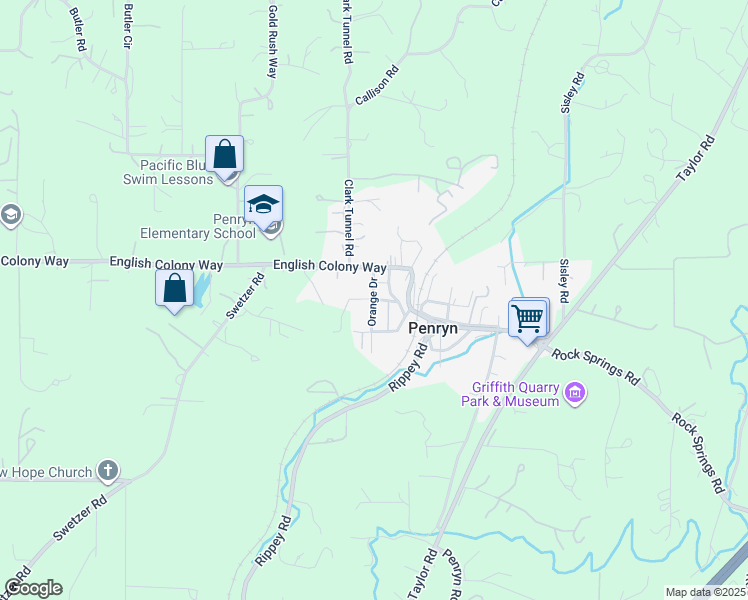 map of restaurants, bars, coffee shops, grocery stores, and more near 7069 Kayo Drive in Penryn