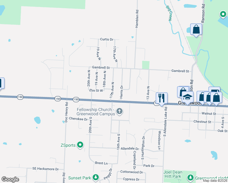 map of restaurants, bars, coffee shops, grocery stores, and more near 109 17th Avenue North in Greenwood