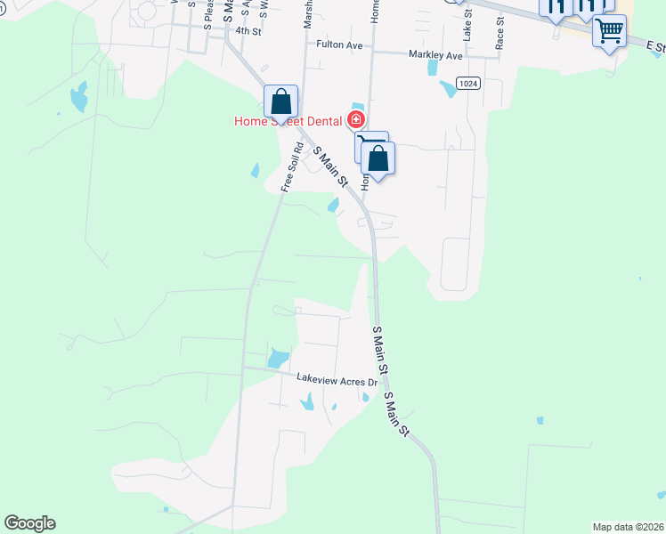 map of restaurants, bars, coffee shops, grocery stores, and more near 57 Lauray Dr in Georgetown