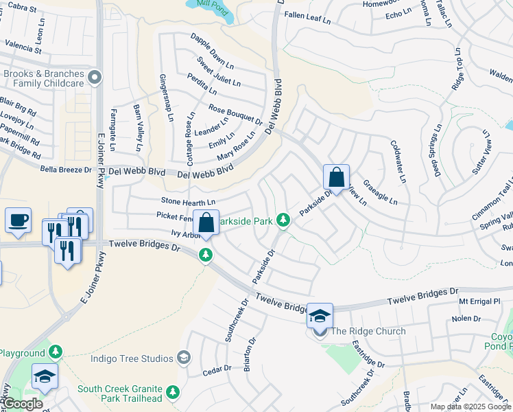 map of restaurants, bars, coffee shops, grocery stores, and more near 2041 Stepping Stone Lane in Lincoln