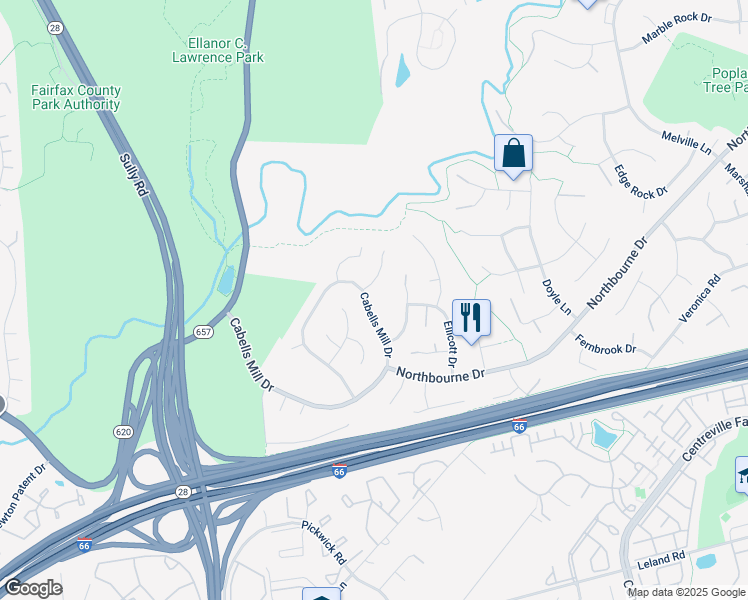 map of restaurants, bars, coffee shops, grocery stores, and more near 13753 Cabells Mill Drive in Centreville