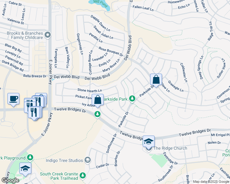 map of restaurants, bars, coffee shops, grocery stores, and more near 2041 Stepping Stone Lane in Lincoln