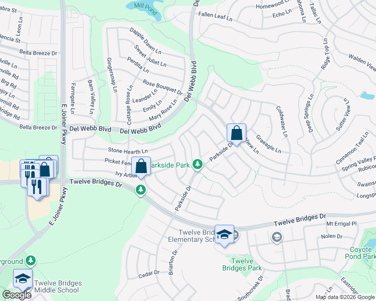 map of restaurants, bars, coffee shops, grocery stores, and more near 2109 Stonecrest Lane in Lincoln