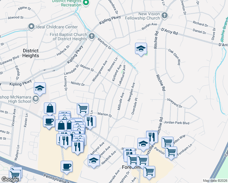 map of restaurants, bars, coffee shops, grocery stores, and more near 101 Independence Avenue Southeast in Washington
