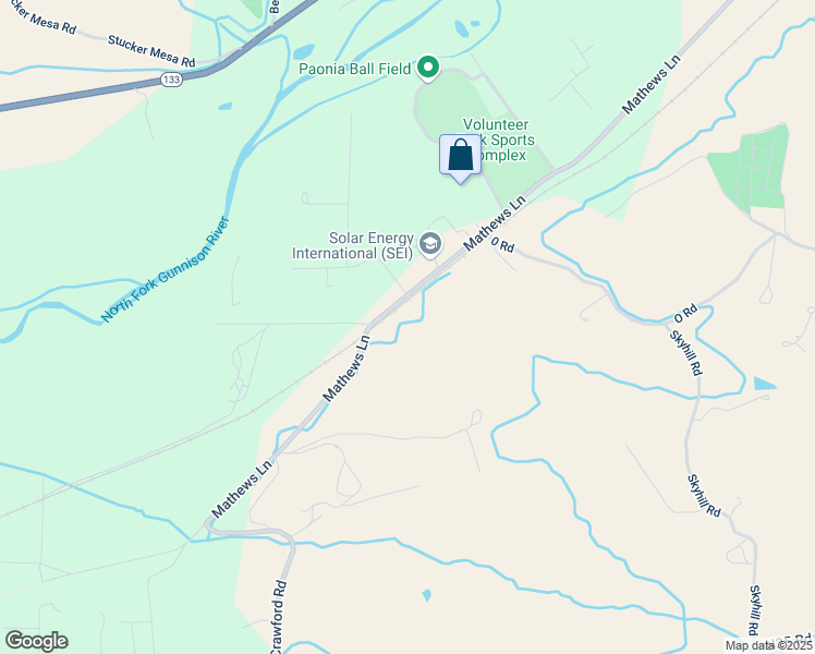 map of restaurants, bars, coffee shops, grocery stores, and more near 39696 Mathews Lane in Paonia
