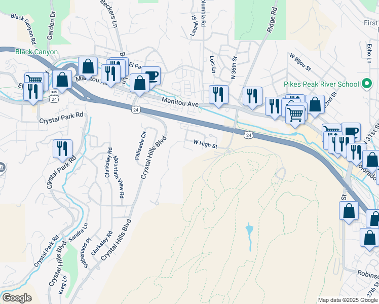 map of restaurants, bars, coffee shops, grocery stores, and more near 3788A Red Canon Place in Colorado Springs