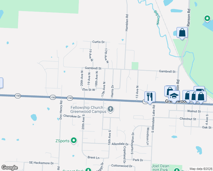 map of restaurants, bars, coffee shops, grocery stores, and more near 109 17th Avenue North in Greenwood