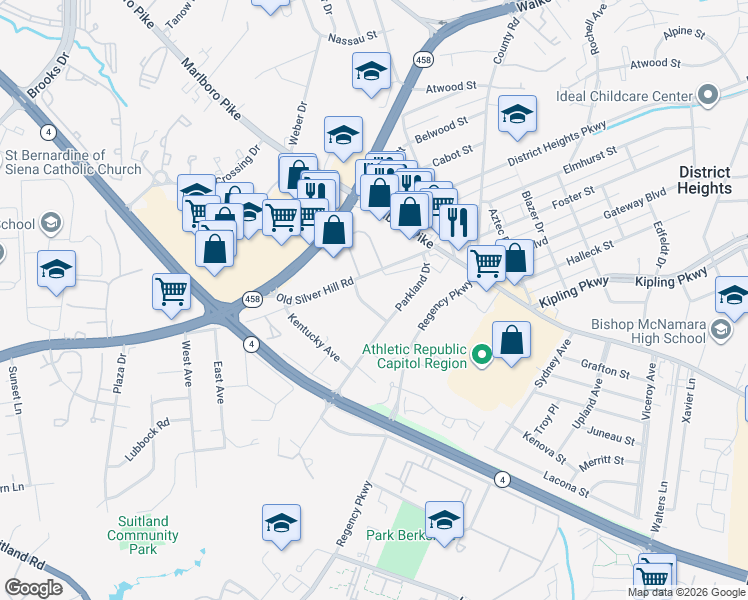 map of restaurants, bars, coffee shops, grocery stores, and more near 101 Independence Avenue Southeast in Washington