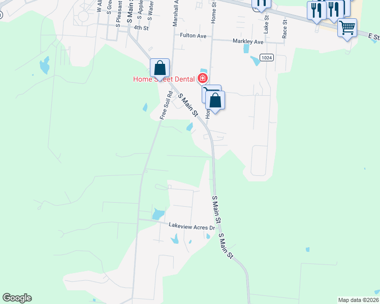 map of restaurants, bars, coffee shops, grocery stores, and more near 57 Lauray Drive in Georgetown