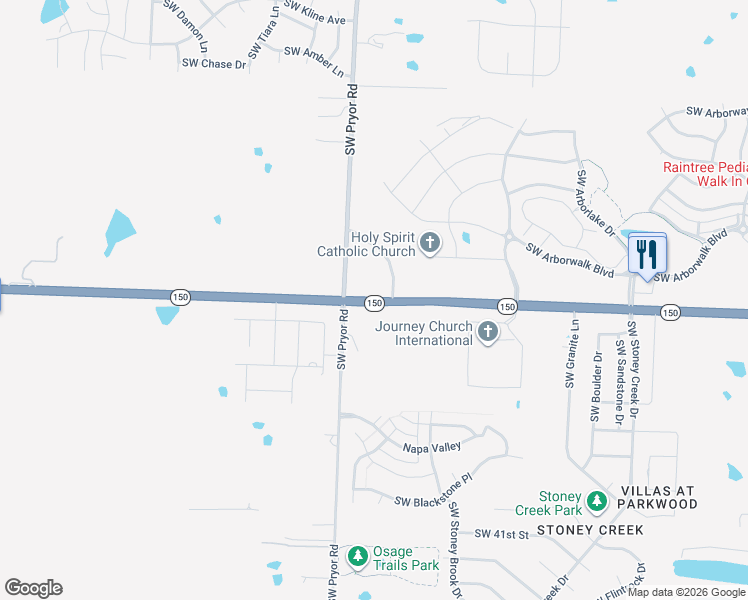 map of restaurants, bars, coffee shops, grocery stores, and more near 1912 Missouri 150 in Lee's Summit