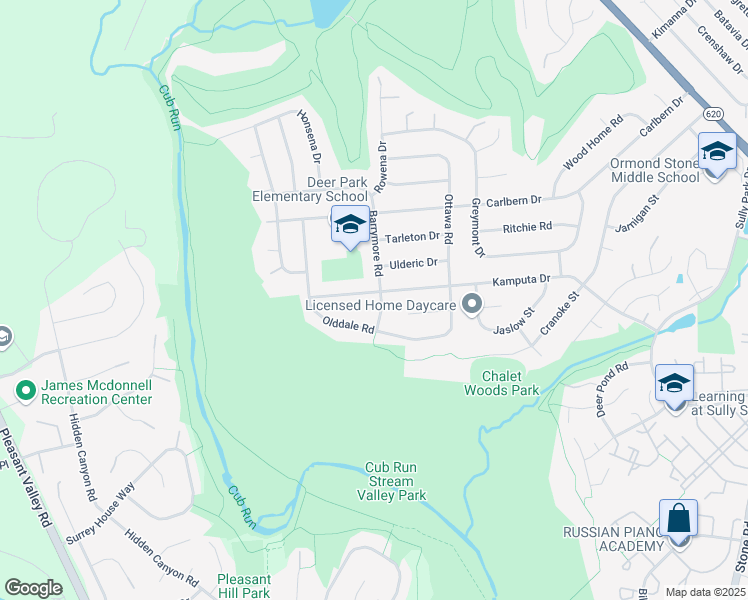map of restaurants, bars, coffee shops, grocery stores, and more near 15101 Kamputa Drive in Centreville