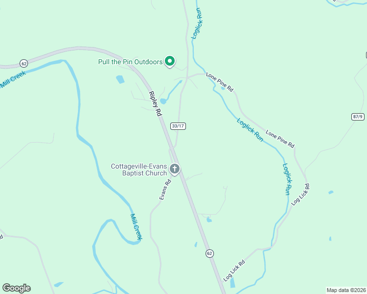 map of restaurants, bars, coffee shops, grocery stores, and more near County Road 33/17 in Cottageville