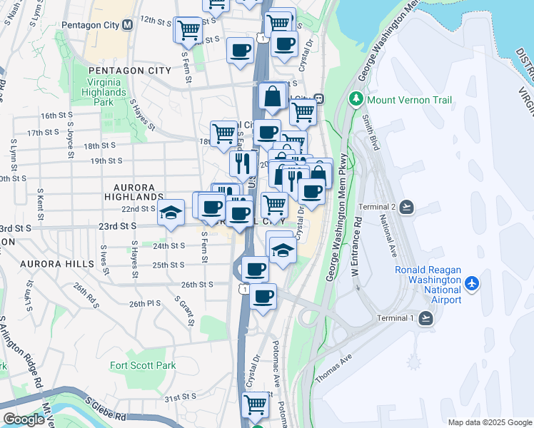 map of restaurants, bars, coffee shops, grocery stores, and more near 101 Independence Avenue Southeast in Washington