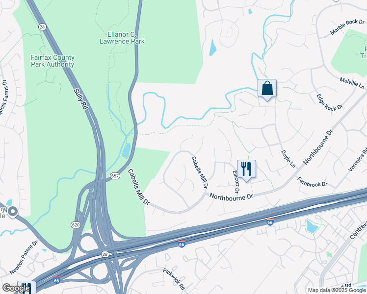 map of restaurants, bars, coffee shops, grocery stores, and more near 5219 Jarrett Court in Centreville