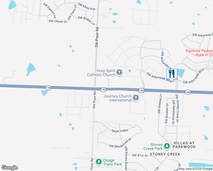 map of restaurants, bars, coffee shops, grocery stores, and more near 1912 Missouri 150 in Lee's Summit