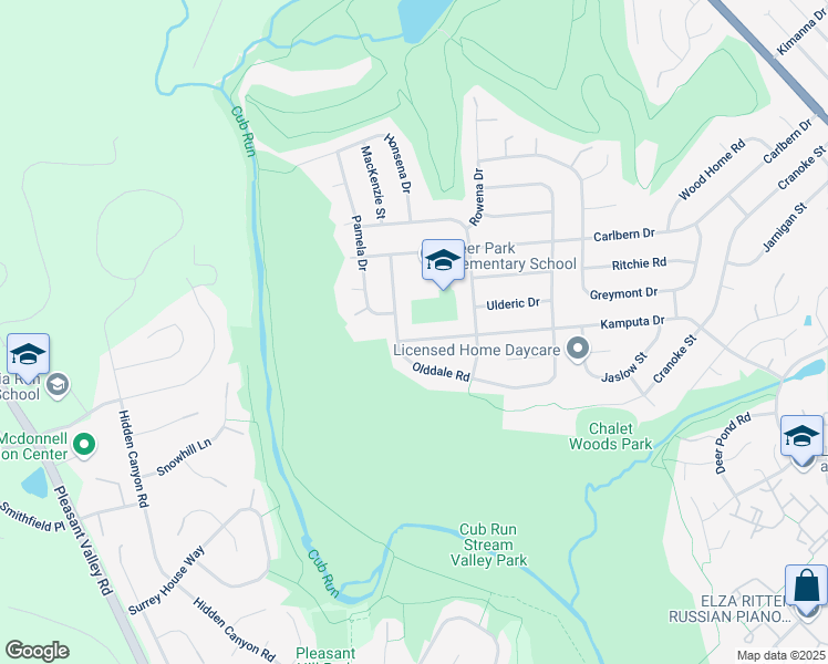 map of restaurants, bars, coffee shops, grocery stores, and more near 15114 Kamputa Drive in Centreville