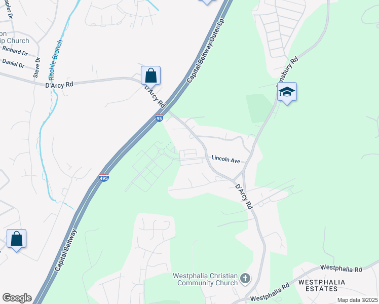 map of restaurants, bars, coffee shops, grocery stores, and more near 2641 Sierra Nevada Avenue in Upper Marlboro