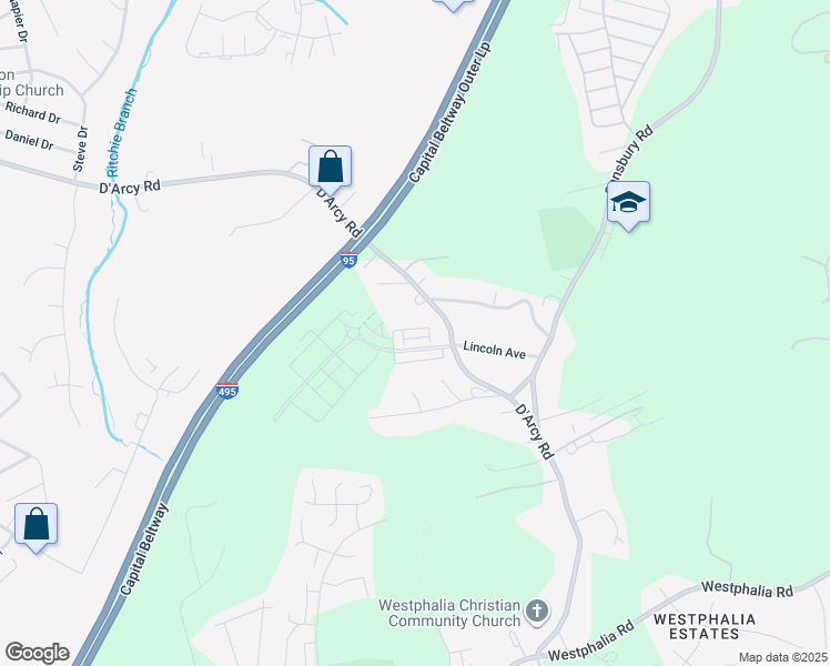 map of restaurants, bars, coffee shops, grocery stores, and more near 2641 Sierra Nevada Avenue in Upper Marlboro