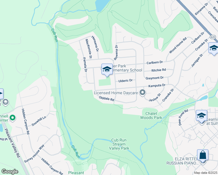 map of restaurants, bars, coffee shops, grocery stores, and more near 15104 Kamputa Drive in Centreville
