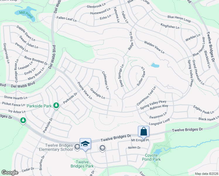 map of restaurants, bars, coffee shops, grocery stores, and more near 1950 Deep Springs Lane in Lincoln