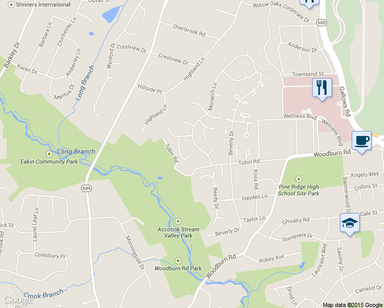 map of restaurants, bars, coffee shops, grocery stores, and more near 3363 Taleen Ct in Annandale
