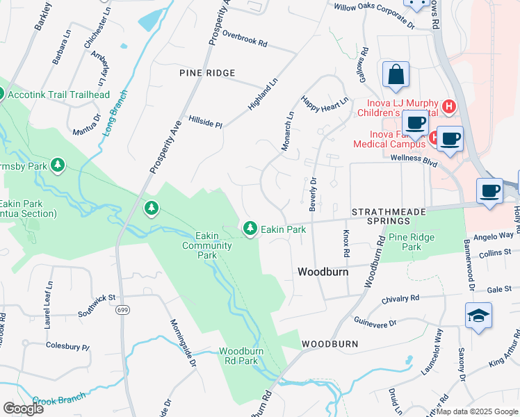 map of restaurants, bars, coffee shops, grocery stores, and more near 3363 Taleen Court in Annandale