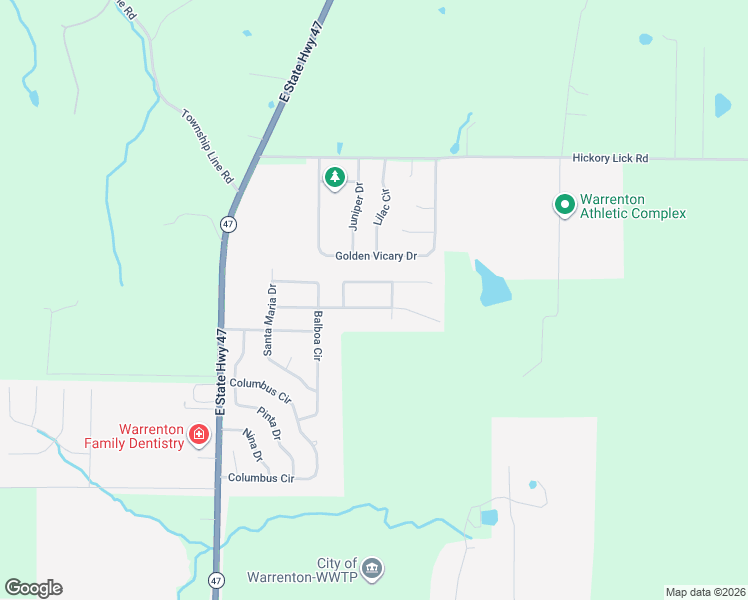 map of restaurants, bars, coffee shops, grocery stores, and more near 2289 Paige Marie Drive in Warrenton