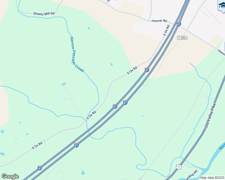 map of restaurants, bars, coffee shops, grocery stores, and more near 4750 South Ox Road in Shenandoah County